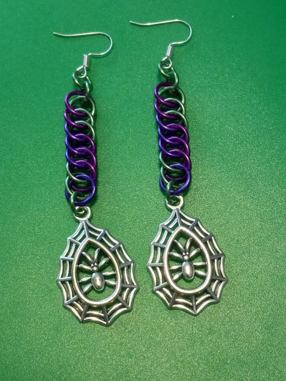 Spiderweb Chain Mail Earrings